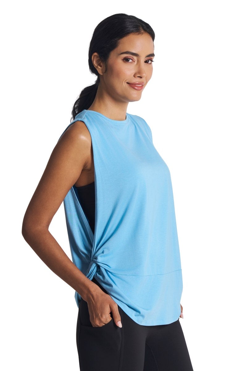 Women's Supine Twist Yoga Tank | Arctic Blue
