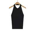 Sexy Backless Cable Knit Fitted Halter Top