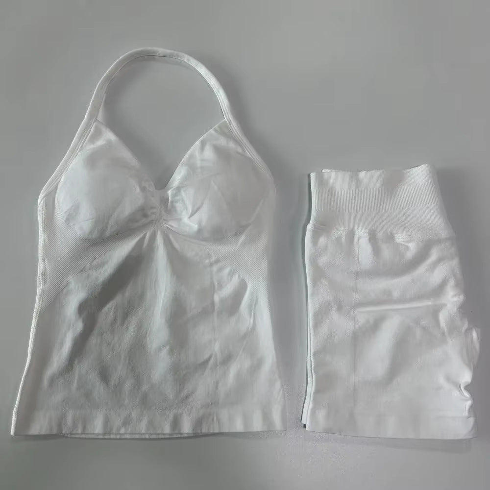 Fashionable Seamless Womens Fitness Shorts Set