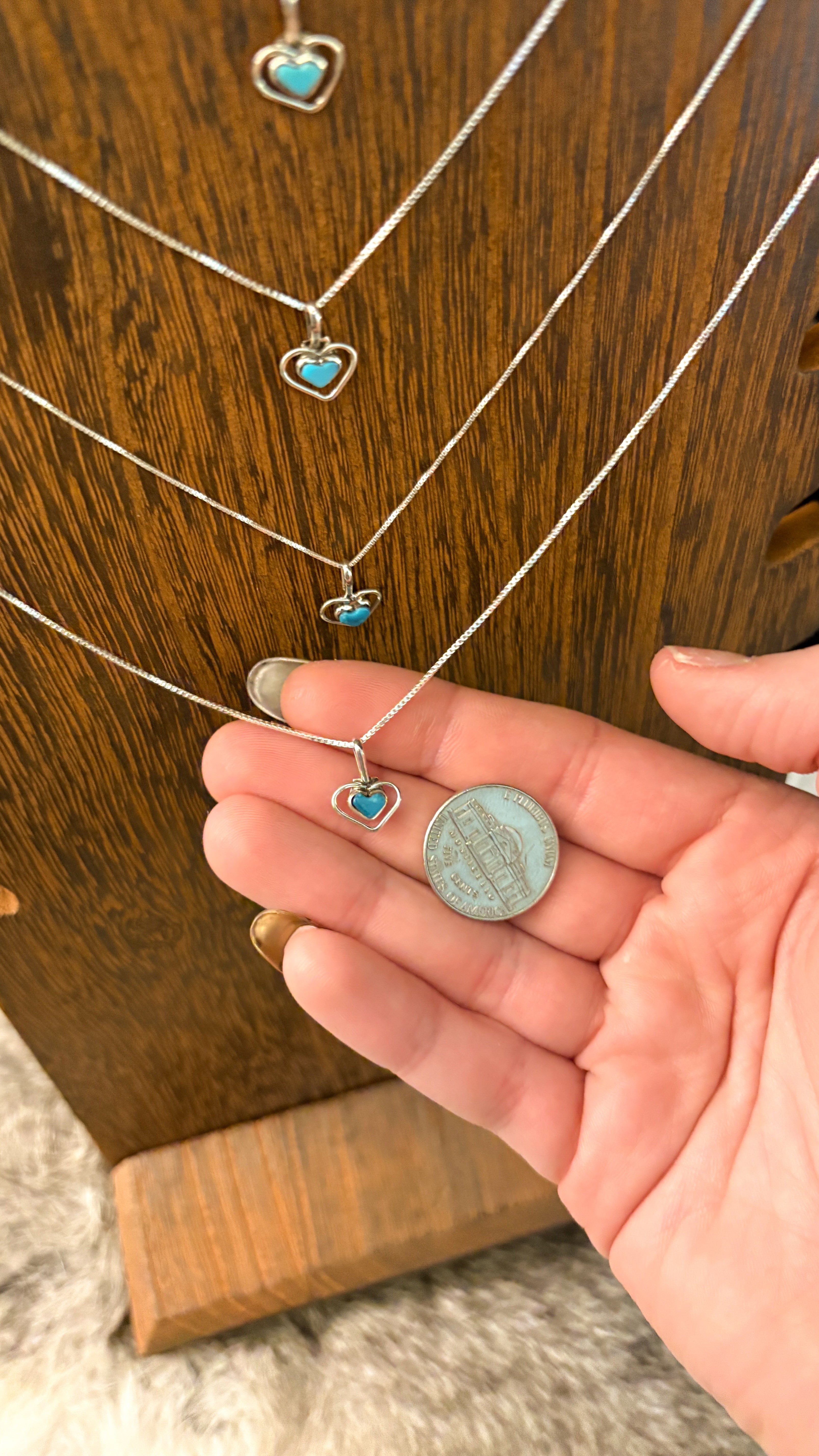 DAINTY ZUNI TURQUOISE HEART NECKLACE