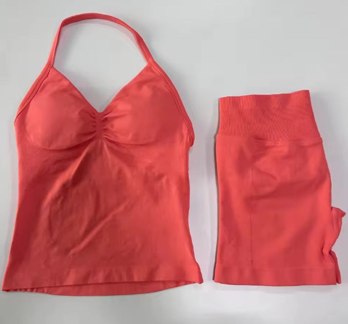 Fashionable Seamless Womens Fitness Shorts Set
