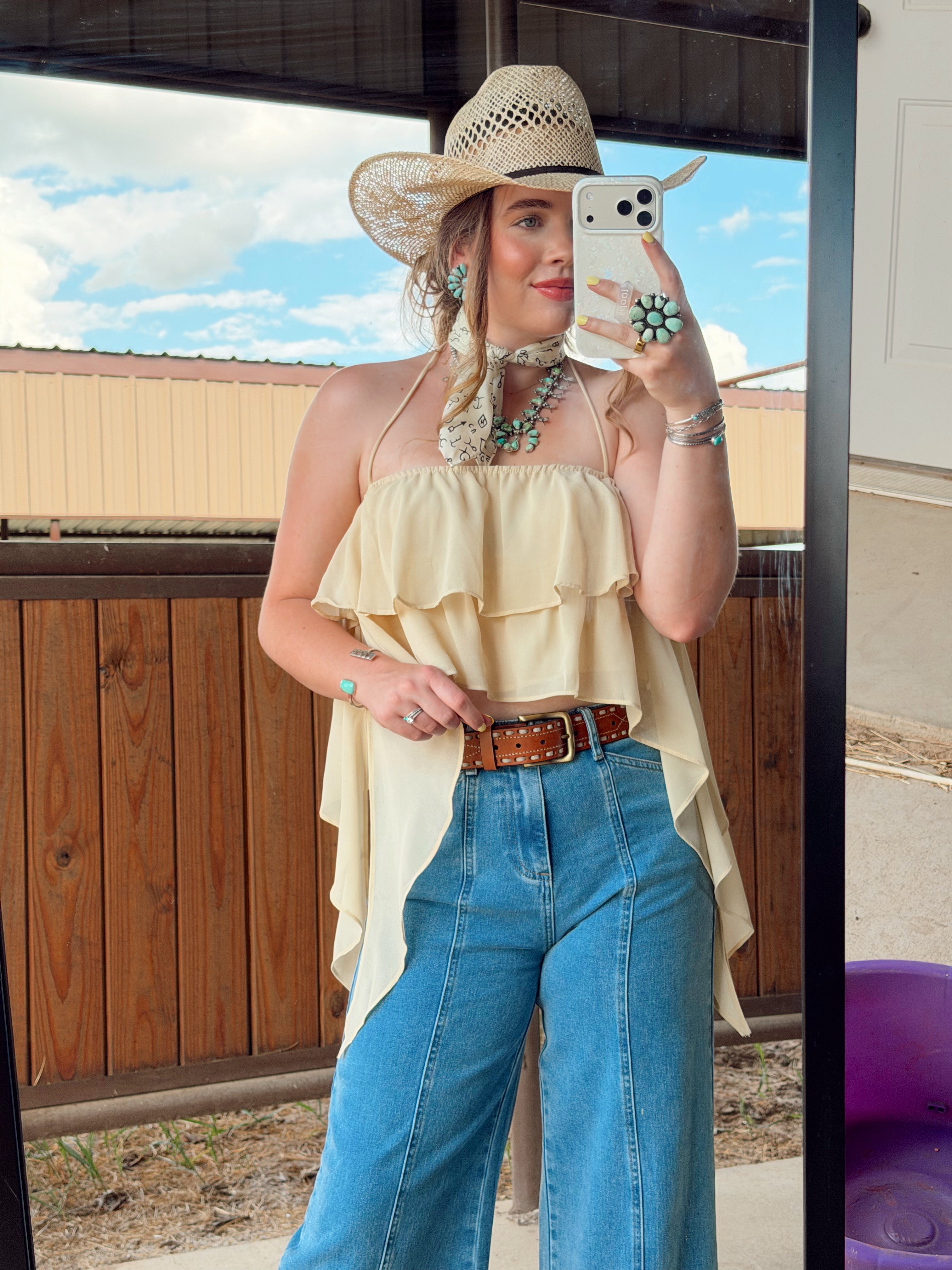 The Bryn Ruffle Halter Top