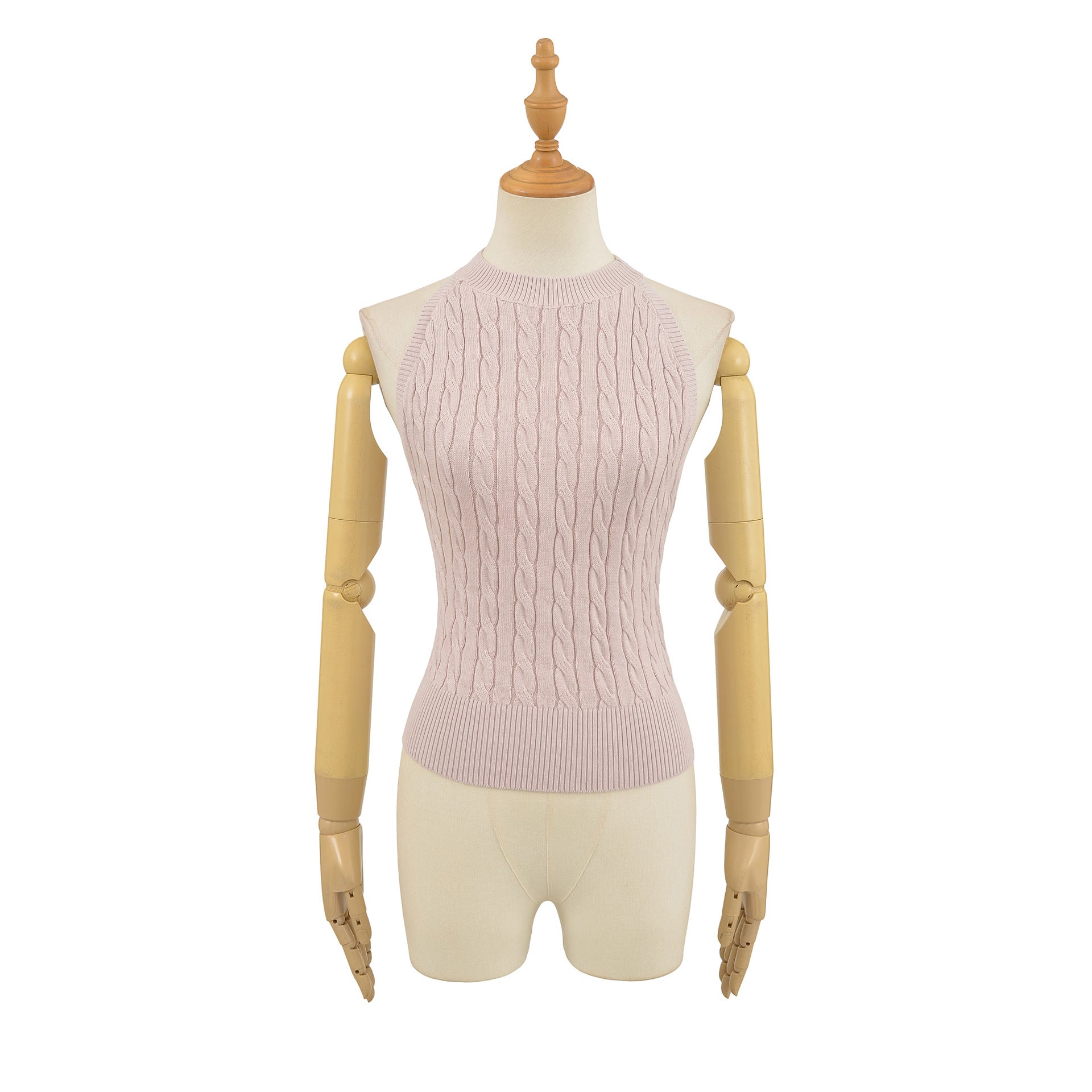Sexy Backless Cable Knit Fitted Halter Top