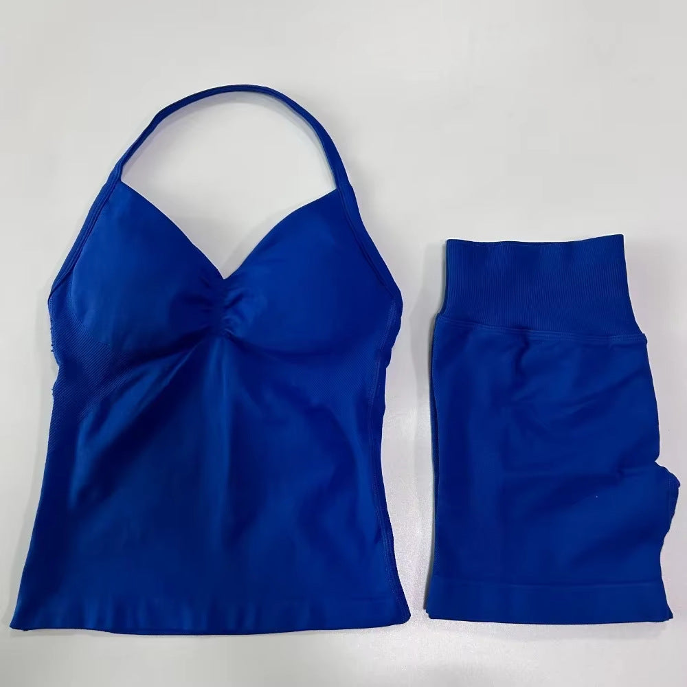 Fashionable Seamless Womens Fitness Shorts Set